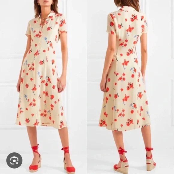 Reformation - Sheila Georgette Floral Print Midi Button Down Dress - Size 8 - Picture 3 of 14